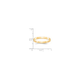 14k Yellow Gold Flat, Lightweight wedding band ring shown for scale