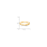 14k Yellow Gold Flat, Lightweight wedding band ring shown for scale