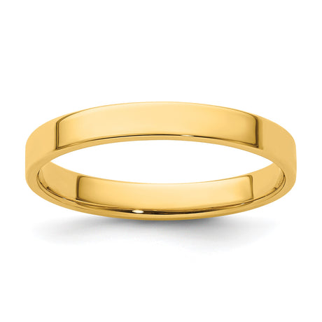 14k Yellow Gold Flat, Lightweight wedding band ring