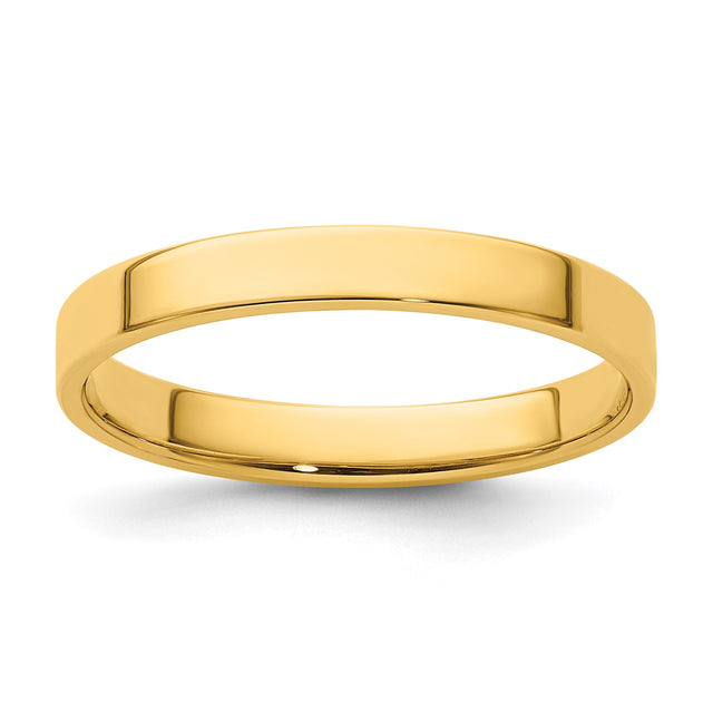 14k Yellow Gold Flat, Lightweight wedding band ring
