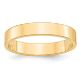 14K Yellow Gold Flat Wedding Band - Lightweight Solid 4mm, Sleek Modern Ring