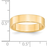 14K Yellow Gold Flat Lightweight Solid 5mm Wedding Band