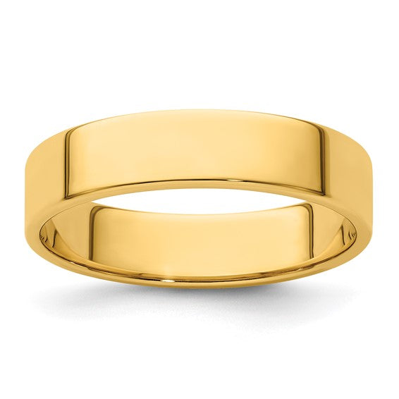 14K Yellow Gold Flat Lightweight Solid 5mm Wedding Band