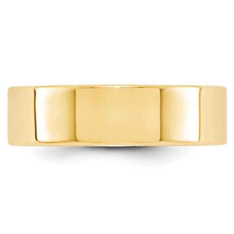 14K Yellow Gold Flat Wedding Band, Lightweight 6mm Solid Ring, No Stone, Minimalist