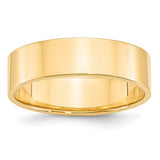 14K Yellow Gold Flat Wedding Band, Lightweight 6mm Solid Ring, No Stone, Minimalist