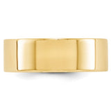14K Yellow Gold Flat Wedding Band, 7mm Wide, Lightweight Ring With High-Polish Finish