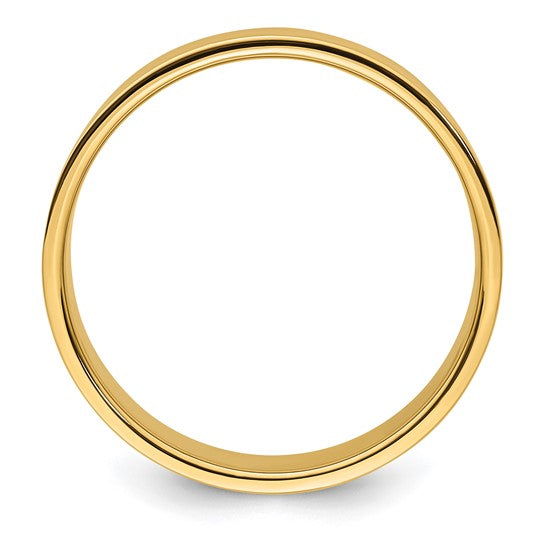 14K Yellow Gold Flat Wedding Band, 8mm Wide, Lightweight Solid Ring With No Stone