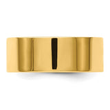 14K Yellow Gold Flat Wedding Band, 8mm Wide, Lightweight Solid Ring With No Stone