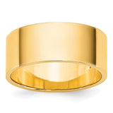 14K Yellow Gold Flat Wedding Band, 8mm Wide, Lightweight Solid Ring With No Stone