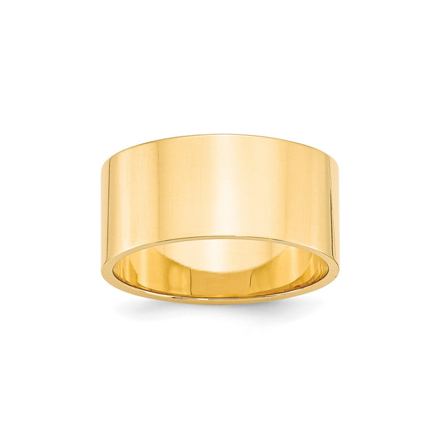 14k Yellow Gold Flat, Lightweight wedding band ring