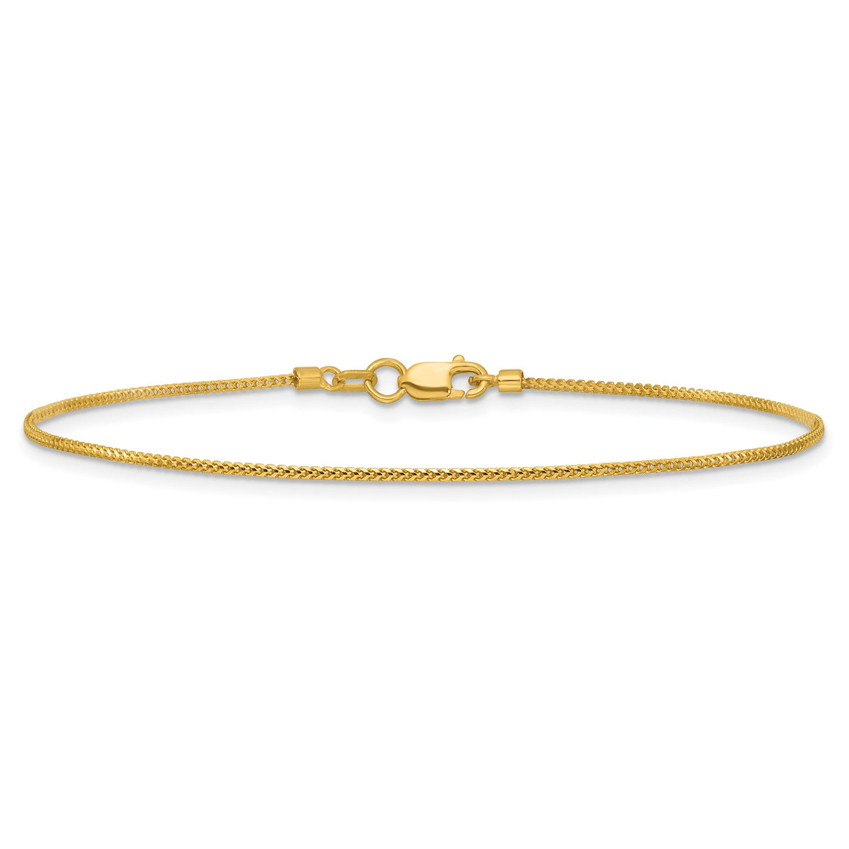 14K Yellow Gold 0.9 mm Franco Chain Bracelet, Polished alternate angle