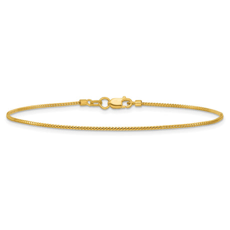 14K Yellow Gold 0.9 mm Franco Chain Bracelet, Polished alternate angle
