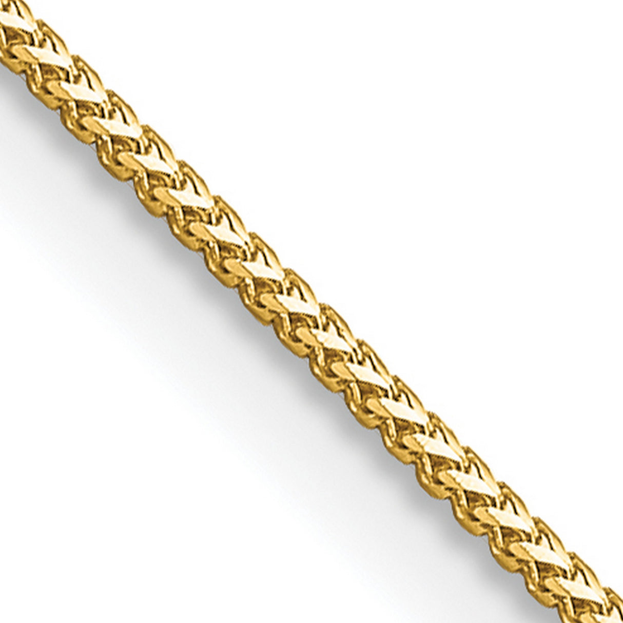 14K Yellow Gold 0.9 mm Franco Chain Necklace, Polished detail view