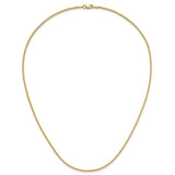 14K Yellow Gold 1 mm Franco Chain Necklace, Polished detail view
