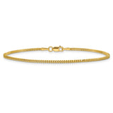 14K Yellow Gold 1.3 mm Franco Chain Bracelet, Polished detail view