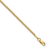 14K Yellow Gold 1.3 mm Franco Chain Bracelet, Polished shown for scale