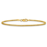 14K Yellow Gold 1.4 mm Franco Chain Bracelet, Polished alternate angle