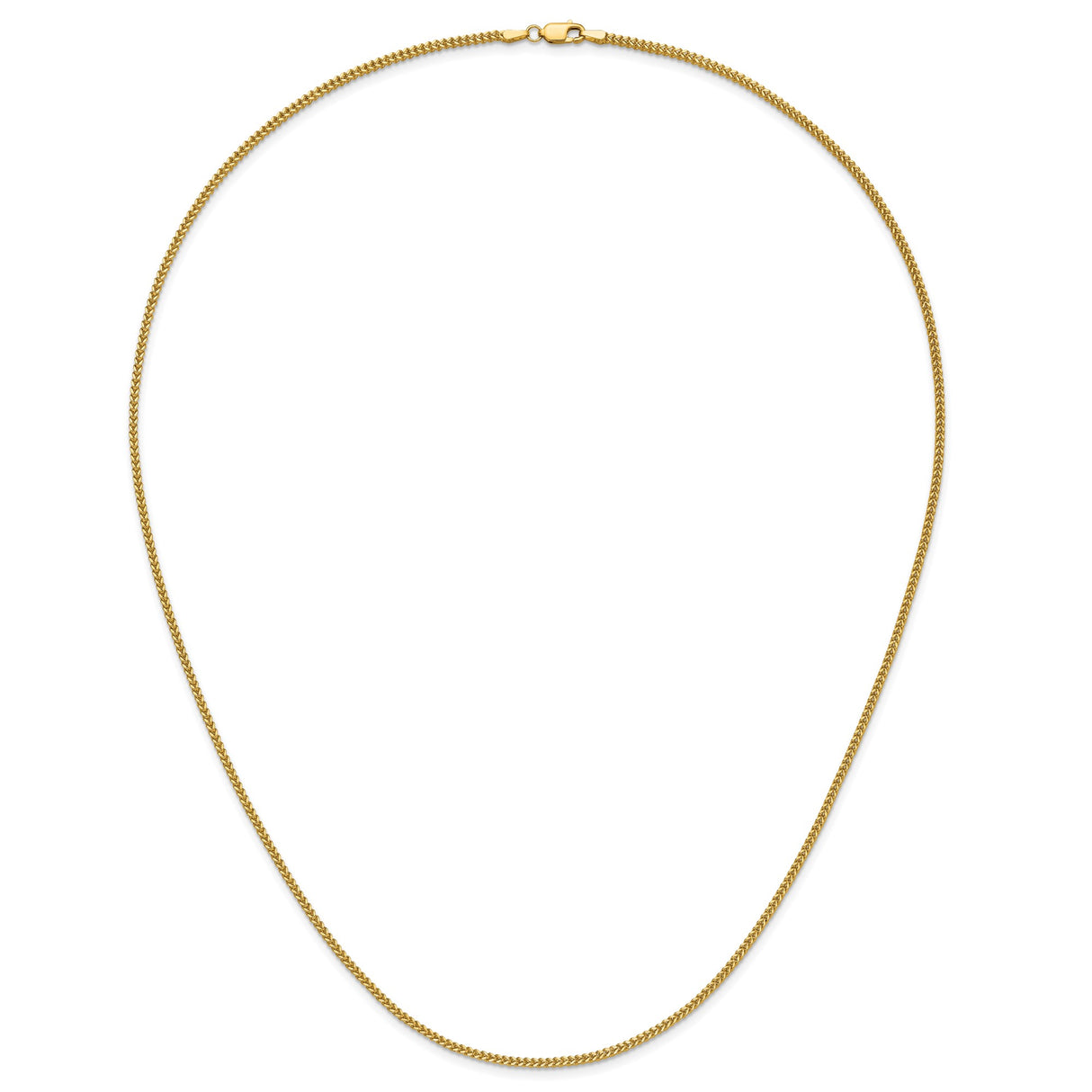 14K Yellow Gold 1.5 mm Franco Chain Necklace, Polished detail view