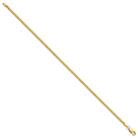 14K Yellow Gold 1.5 mm Franco Chain Bracelet, Polished alternate angle