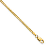 14K Yellow Gold 1.5 mm Franco Chain Bracelet, Polished shown for scale