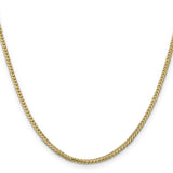 14K Yellow Gold 2 mm Franco Chain Necklace, Polished detail view