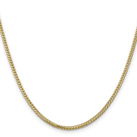 14K Yellow Gold 2 mm Franco Chain Necklace, Polished detail view