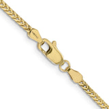 14K Yellow Gold 2 mm Franco Chain Necklace, Polished detail view