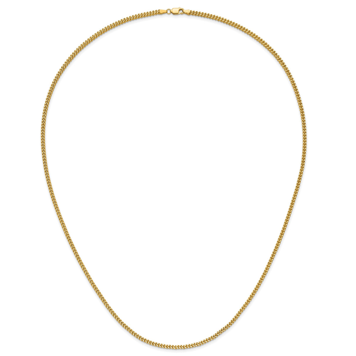14K Yellow Gold 2 mm Franco Chain Necklace, Polished detail view