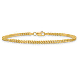14K Yellow Gold 2 mm Franco Chain Bracelet, Polished alternate angle
