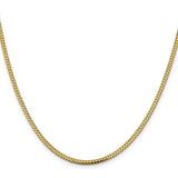 14K Yellow Gold 2.3 mm Franco Chain Necklace, Polished detail view