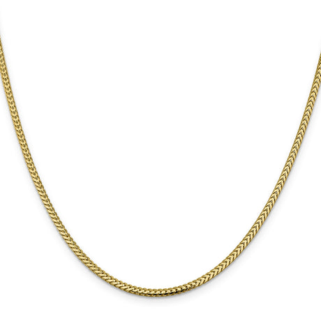 14K Yellow Gold 2.3 mm Franco Chain Necklace, Polished detail view