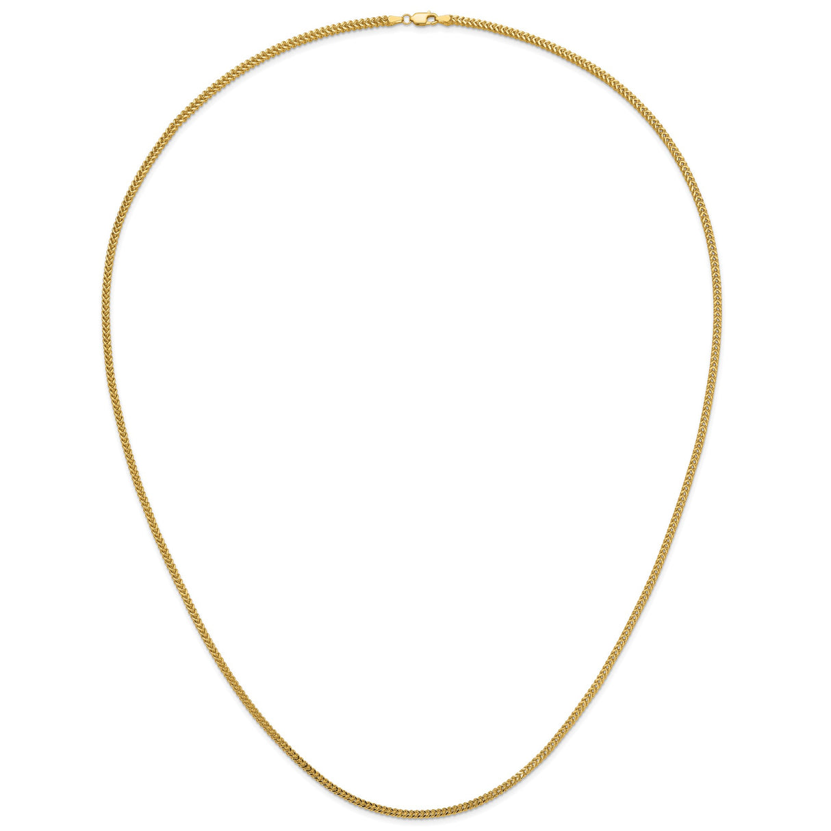 14K Yellow Gold 2.3 mm Franco Chain Necklace, Polished detail view