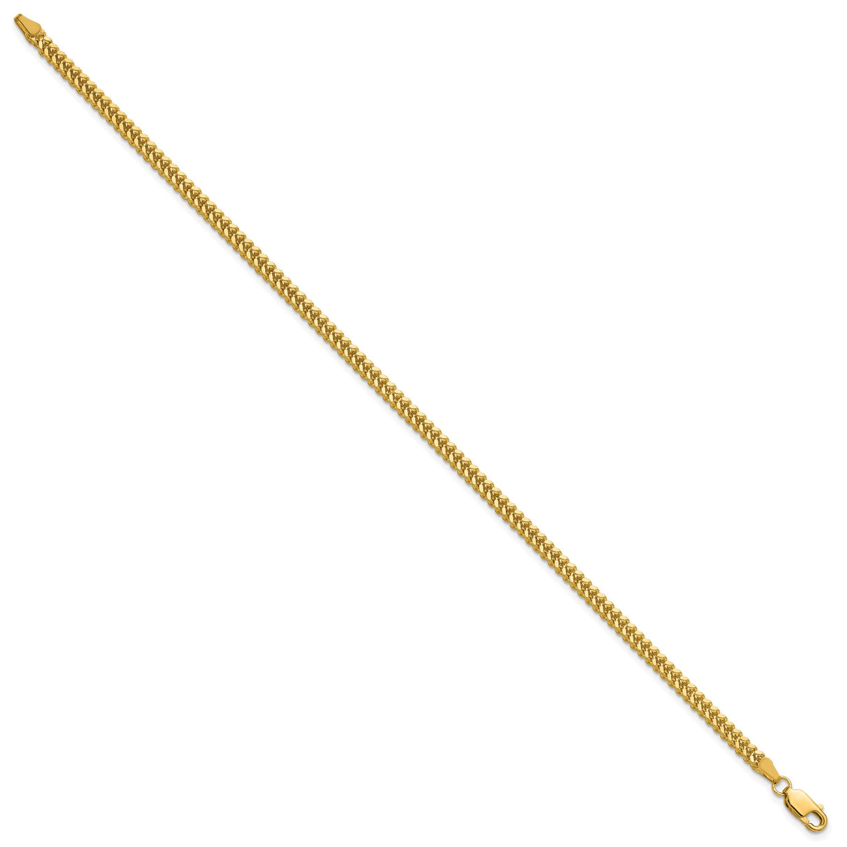 14K Yellow Gold 2.3 mm Franco Chain Bracelet, Polished alternate angle