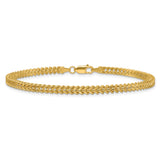 14K Yellow Gold 2.5 mm Franco Chain Bracelet, Polished detail view