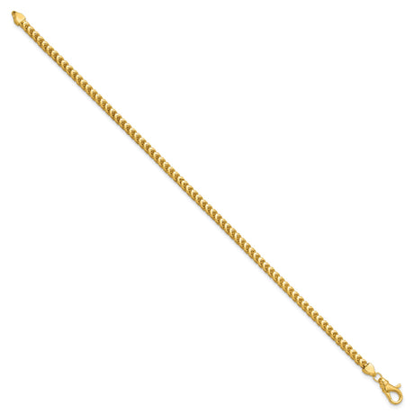 14K Yellow Gold 3 mm Franco Chain Anklet, Polished