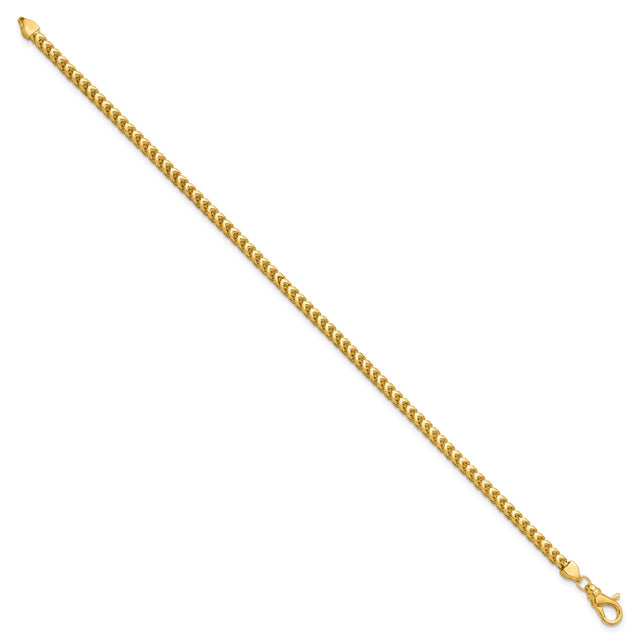 14K Yellow Gold 3 mm Franco Chain Bracelet, Polished