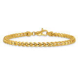 14K Yellow Gold 3.7 mm Franco Chain Bracelet, Polished detail view