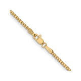 14K Yellow Gold 1.9 mm Polished Chain Necklace, Solid alternate angle