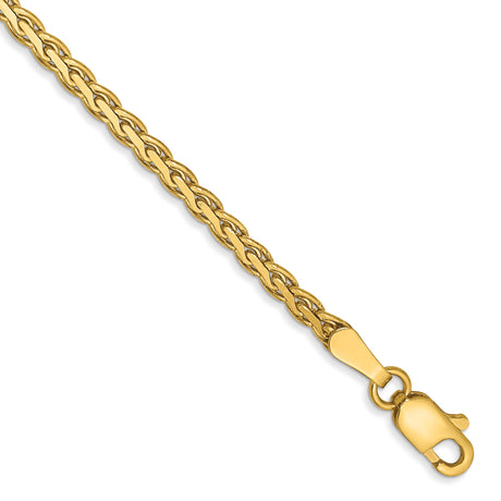 14K Yellow Gold 2.3 mm Polished Chain Bracelet, Solid