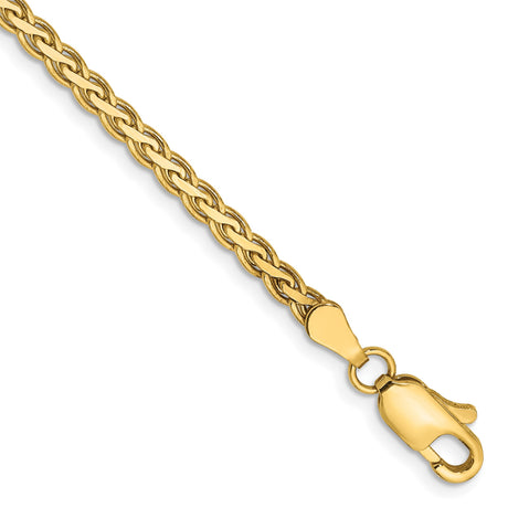 14K Yellow Gold 2.8 mm Polished Chain Bracelet, Solid
