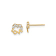 14k Yellow Gold Love Stud Earrings with White Cubic Zirconia Heart Design for Women