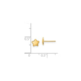 14k Yellow Gold Star Stud Earrings, Polished Five-Point Celestial Design for Women and Girls