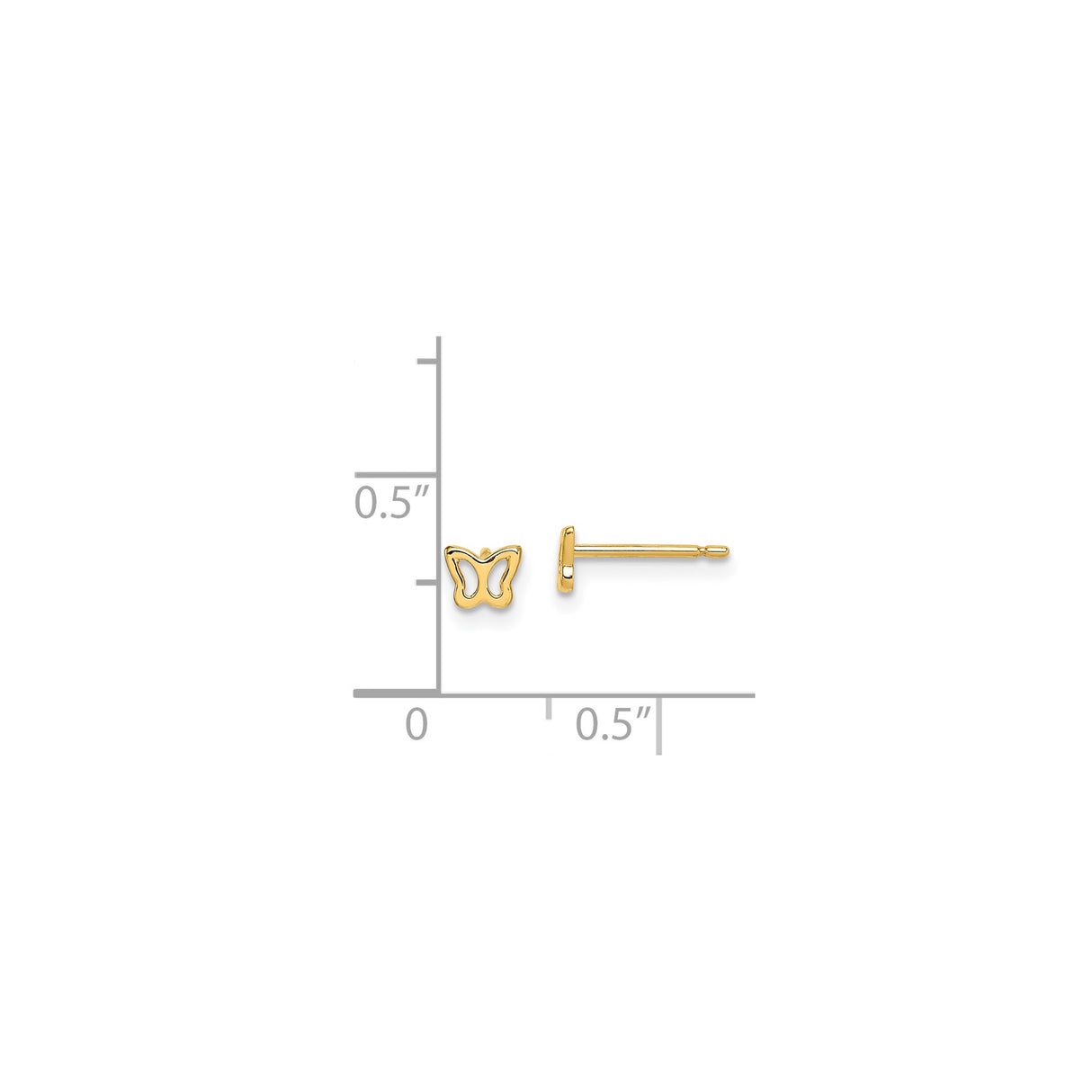 14k Yellow Gold Butterfly Stud Earrings with Delicate Openwork Design for Women
