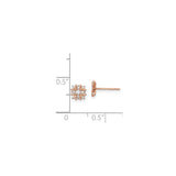 14k Rose Gold Stud Earrings with Round Cut White Diamonds, Floral Cluster Design