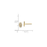 14k Yellow Gold Hamsa Stud Earrings with Blue Stone and Cubic Zirconia, Spiritual Protection Jewelry