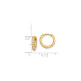 14k Yellow Gold Hoop Earrings with Cubic Zirconia, Small Huggie Channel Set Design for Women
