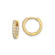 14k Yellow Gold Hoop Earrings with Cubic Zirconia, Small Huggie Channel Set Design for Women