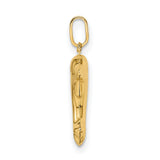 14k Yellow Gold Dolphin Pendant, Jumping Dolphin Ocean Life Charm, Nautical Sea-Inspired Jewelry