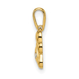 14k Yellow Gold Paw Print Pendant with Cubic Zirconia, Polished Pet Charm for Animal Lovers