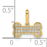 14k Yellow Gold Dog Bone Pendant with Cubic Zirconia, Pet Memorial Charm for Women
